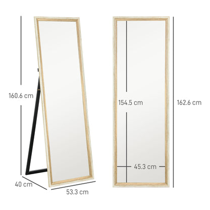HOMCOM 162.6 cm Two-Tone Full Length Mirror in Oak