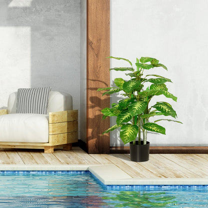HOMCOM 2 PCs Artificial Evergreen Tree Fake Decorative Plant in Nursery Pot for Indoor Outdoor Décor, Green