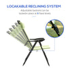 Outsunny Set of 2 Portable Folding Recliner Metal Outdoor Patio Chaise Lounge Chairs with Adjustable Backrest, Green