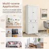 4-Door Tall Kitchen Cupboard Adjustable Shelves and Drawer-White