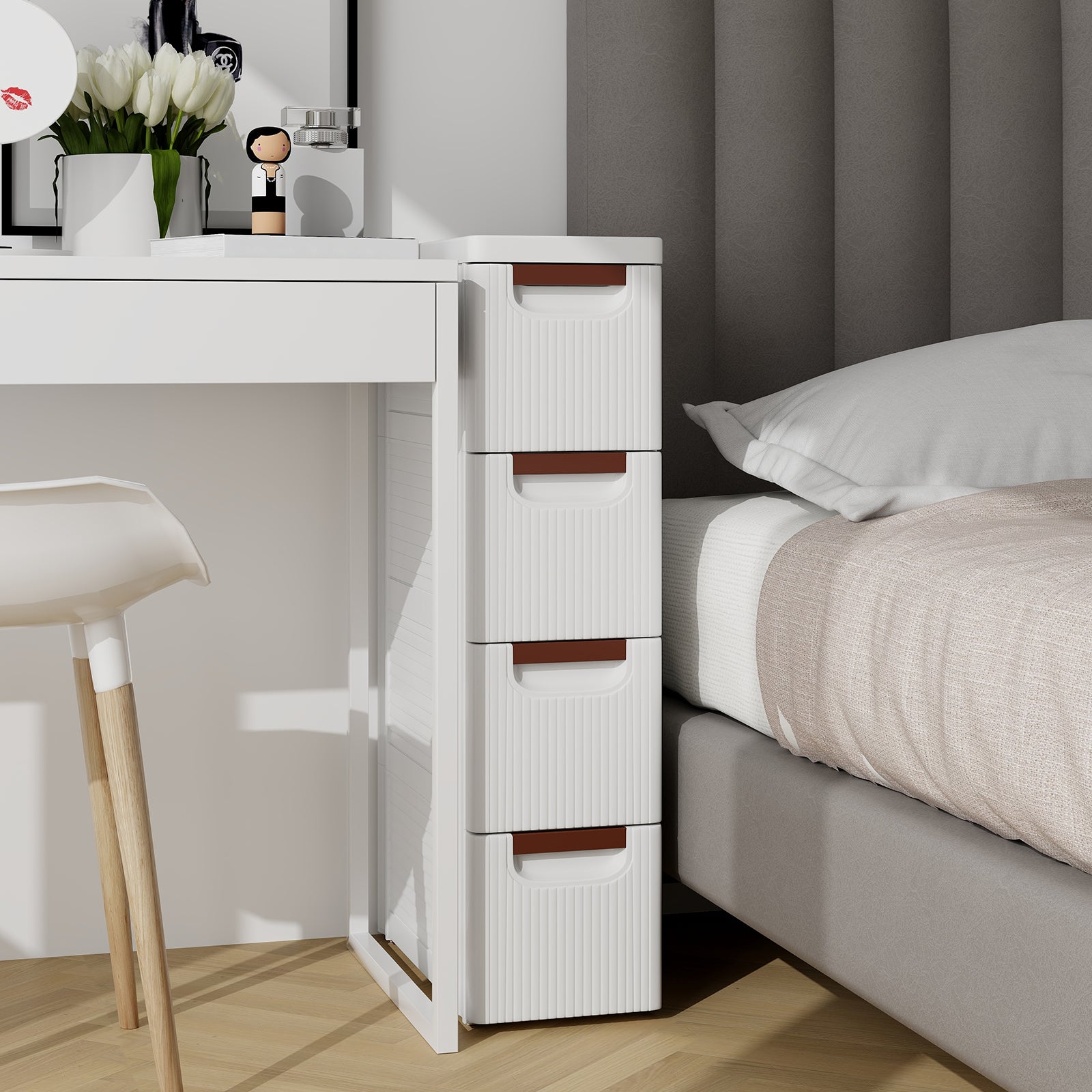 3/4/5/6-Drawer Narrow Storage Cabinet for Small Space-4-Tier