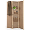 3 Panel Faux Linen Room Divider with Storage Bags-Natural