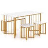 4 Pieces Modern Dinette Dining Table Set with Bench and 2 Stools-White & Golden