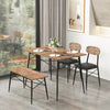 4 Piece Dining Table Set with Bench and Faux Leather Chairs-Rustic Brown