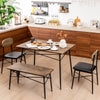 4 Piece Dining Table Set with Bench and Faux Leather Chairs-Rustic Brown