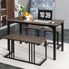 4-Piece Dining Table Set with Bench and 2 Stools for 4 Persons-Oak