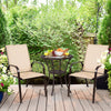 Patio Outdoor Camping Chairs Set of 4 with Breathable Fabric-Beige