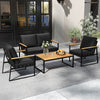 4 Pieces Patio Furniture Set  with Thick Cushions for Backyard-Black