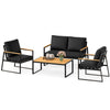 4 Pieces Patio Furniture Set  with Thick Cushions for Backyard-Black