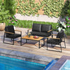 4 Pieces Patio Furniture Set  with Thick Cushions for Backyard-Black