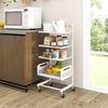 4 Tier Utility Rolling Cart with Adjustable Shelves-White