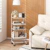 4 Tier Utility Rolling Cart with Adjustable Shelves-White