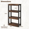 4 Tier Wooden Bookcase Bookshelf with Dual Anti-Tipping Kits-Rustic Brown