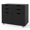 4 Drawer Dresser Chest with Doors and Universal Wheels-Black