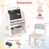 4-in-1 Art Easel and Bookshelf with Magnetic Whiteboard and Blackboard-Grey