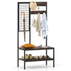 4 in 1 Hall Tree with Shoe Bench and 8 Hanging Hooks for Entryway