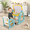 4-in-1 Kids Drawing Table and Chair Set with Adjustable Whiteboard-Yellow & Blue