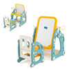 4-in-1 Kids Drawing Table and Chair Set with Adjustable Whiteboard-Yellow & Blue
