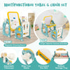 4-in-1 Kids Drawing Table and Chair Set with Adjustable Whiteboard-Yellow & Blue