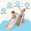 4 in 1 Toddler Wooden Triangle Climber with Ramp and Sliding Board-Grey