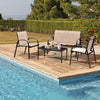 4 Piece Garden Furniture Set with loveseat for Patio Without Cushions-Brown