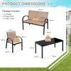4 Piece Garden Furniture Set with loveseat for Patio Without Cushions-Brown