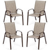 4 Piece Patio Outdoor Camping Chairs Set with Breathable Fabric