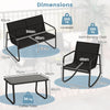 4 Piece Patio Rocking Set with Glass-Top Table-Black