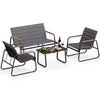 4 Pieces Outdoor Furniture Set with Cushions and Tempered Glass Table-Grey