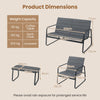 4 Pieces Patio Conversation Set with Cushions and Tempered Glass Coffee Table-Grey