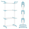 4-Tier Foldable Airer Clothes Drying Rack with Wings and Casters-Navy