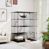 4 Tier Large Cat Enclosure with Comfy Hammock Ladders and Doors-Black