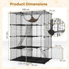 4 Tier Large Cat Enclosure with Comfy Hammock Ladders and Doors-Black