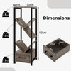 4 Tier Tree Bookshelf with Drawer and Metal Frame for Living Room Bedroom-Grey