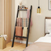 4-Tier Wooden Blanket Ladder 137 cm Wall Leaning Quilt Holder for Storage and Display-Black
