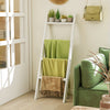 4-Tier Wooden Blanket Ladder 137 cm Wall Leaning Quilt Holder for Storage and Display-White