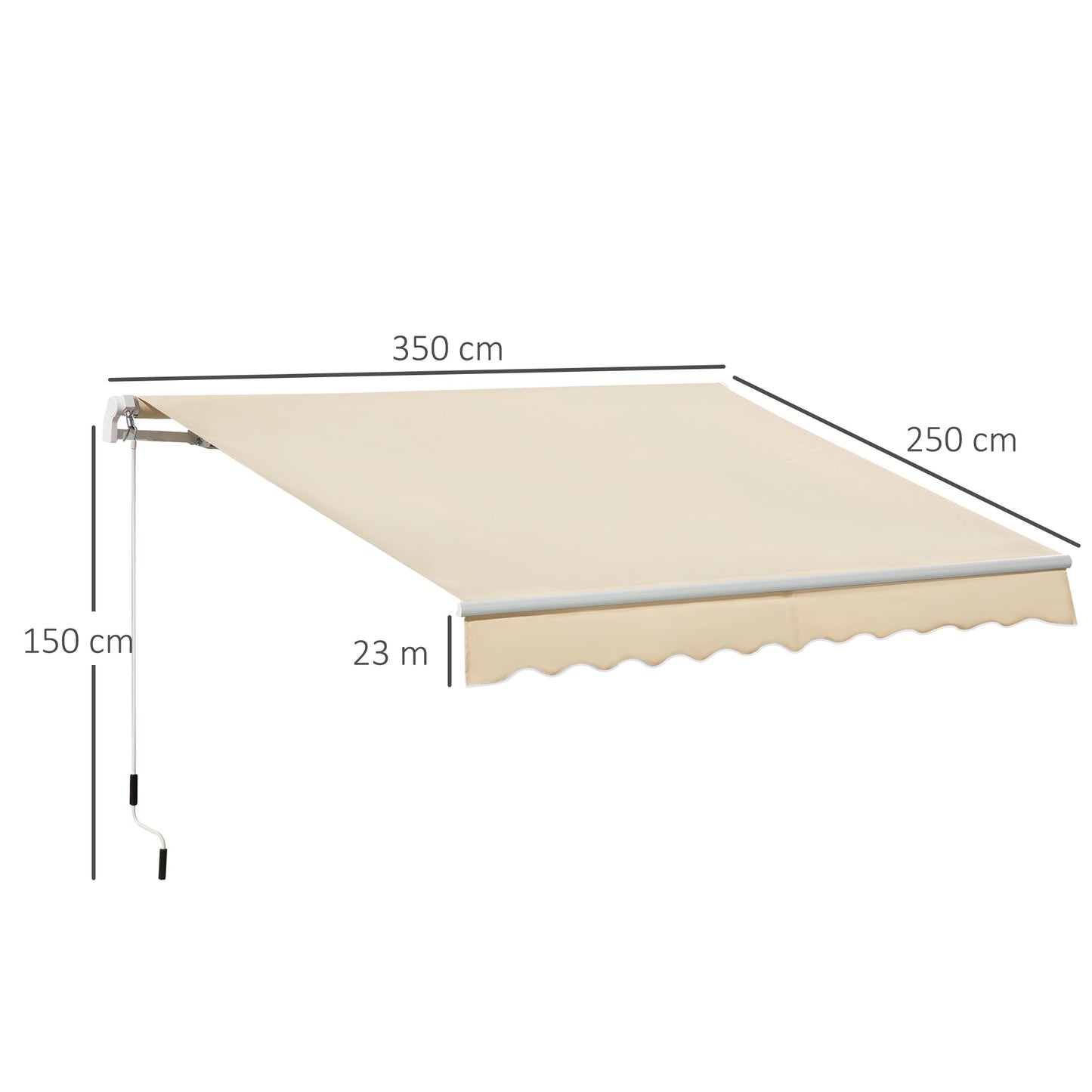 Outsunny 3.5M x 2.5M Manual Awning Canopy Retractable Sun Shade Shelter for Garden Patio