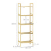 HOMCOM 5-Tier Bamboo Bathroom Storage Shelf, Freestanding Shelving Unit with Adjustable Rack for Kitchen Bathroom Living Room, Natural Wood Finish