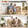 Outsunny Wooden Garden Bench with Liftable Table & Shelf, 2-3-Seater Outdoor Loveseat with Fir Wood Frame, Teak