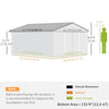 Outsunny 12.5 x 11.1ft Steel Sliding Door Storage Shed - Green