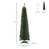 HOMCOM 7ft Unlit Artificial Christmas Tree, Pencil Slim Xmas Tree with Solid Stand and Realistic Branches, Green