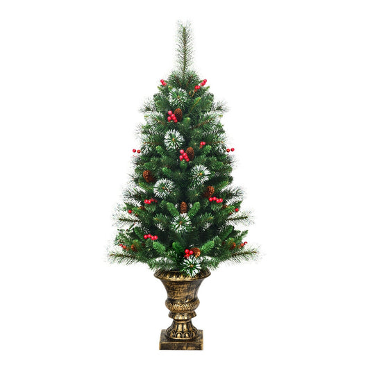 4FT/ 120CM Artificial Christmas Tree with pine cones and decorative pot