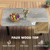 Outsunny Outdoor Garden Coffee Table, Garden Table with Slatted Wood Plastic Composite Top and Metal Frame, Grey
