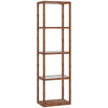 HOMCOM LED Floor Lamp with Glass Shelves, 4 Layers Dimmable Tall Standing Lamp, Modern Column Shelf Floor Light for Living Room, Bedroom, Office, Rustic Brown