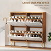 HOMCOM Shoe Storage Cabinet, 4 Flip Drawers, Shoe Organizer for 8-16 Pairs of Shoes, Natural