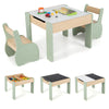 Wooden Kids Table and Chair Set with Hidden Storage-Green