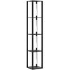 HOMCOM LED Floor Lamp with Shelves, Modern Dimmable Standing Lamp with 3 Brightness Levels and Foot Switch for Living Room, Bedroom, Office, Black