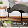 Outsunny Rattan Sun Lounger, Garden Recliner with 5 Position Adjustable Back, S Shaped Texteline Seat, Headrest, Light Grey