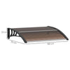 Outsunny Front Door Canopy Outdoor Awning Aluminium Rigid Plastic Polycarbonate Rain Shelter UV Water Rain Resistant 120 x 75cm Brown