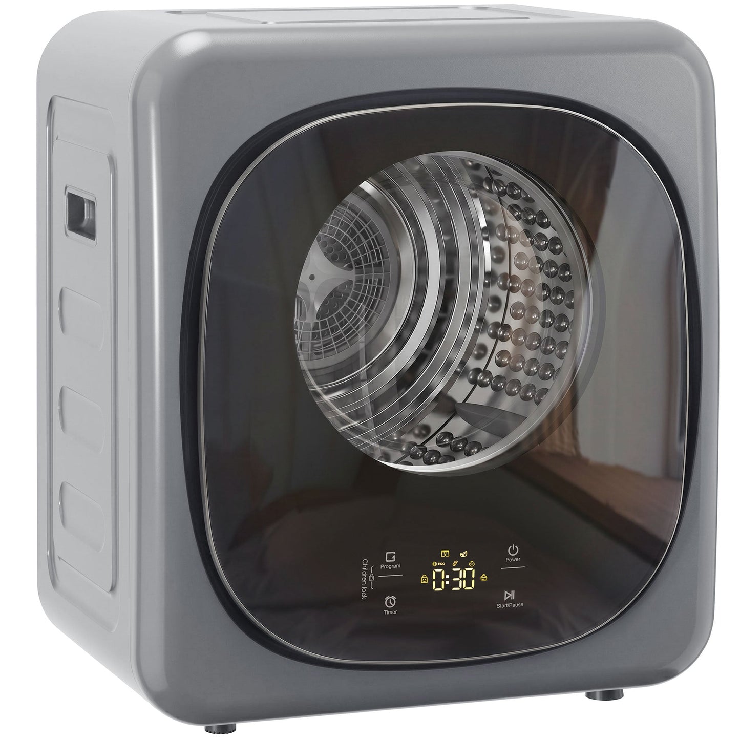 HOMCOM 4kg Vented Tumble Dryer with 5 Drying Mode, 800W Compact Freestanding Front Tumble Dryer, Silver